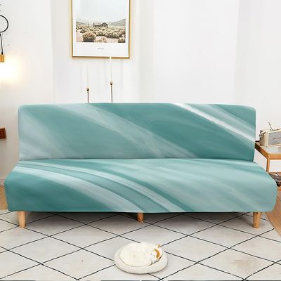 Odot 3D Marble Stretch Sofa Cover for Armless Sofas, Light Green, Size M (160–190 cm)