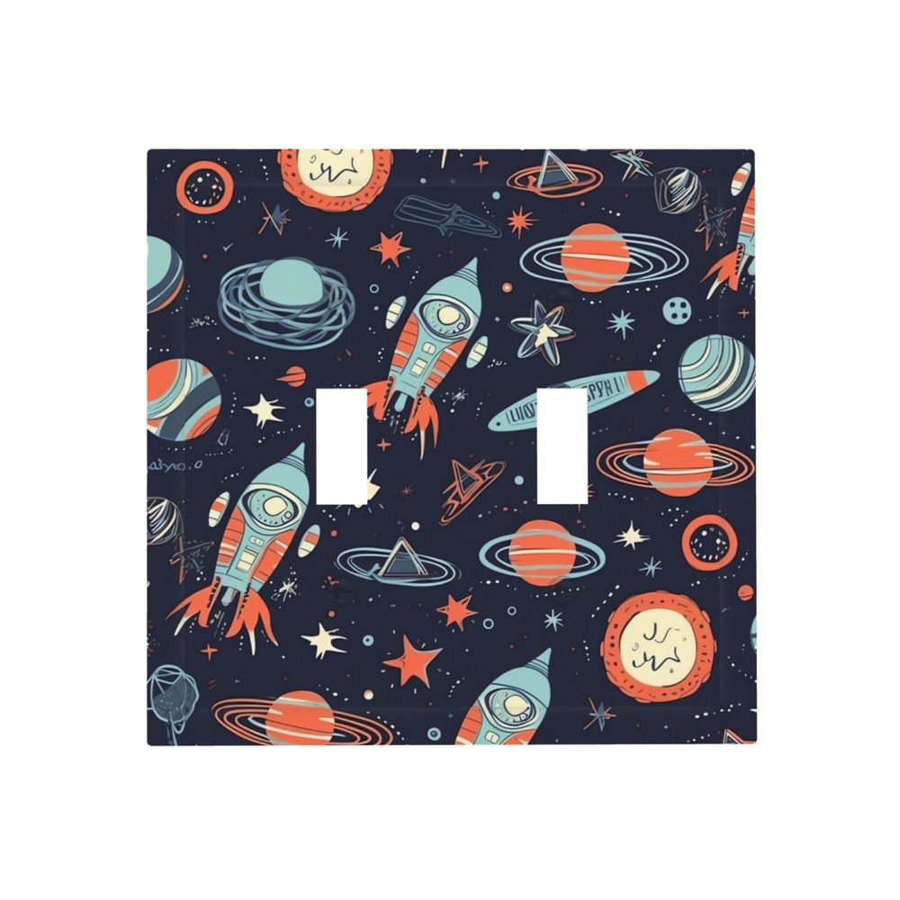 Retro Space Pattern 2-Gang Double Toggle Light Switch Cover