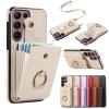 Beajew Case Compatible with Samsung Galaxy Note10 Pro, Wallet Case with Card Holder, Strap, and 360° Ring Stand, Beige view 1