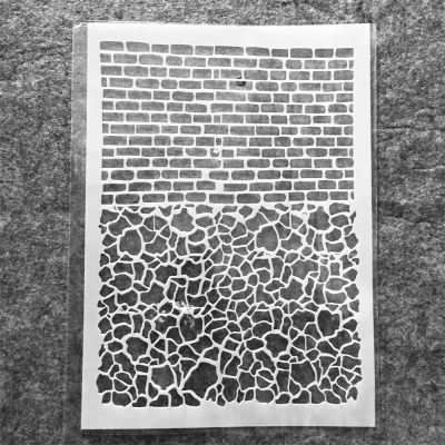 A4 Brick Painting Stencil, Irregular Pattern, Reusable