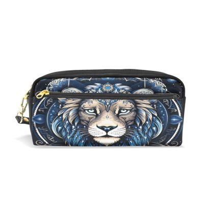 Abstract Lion Leather Pencil Case and Organizer