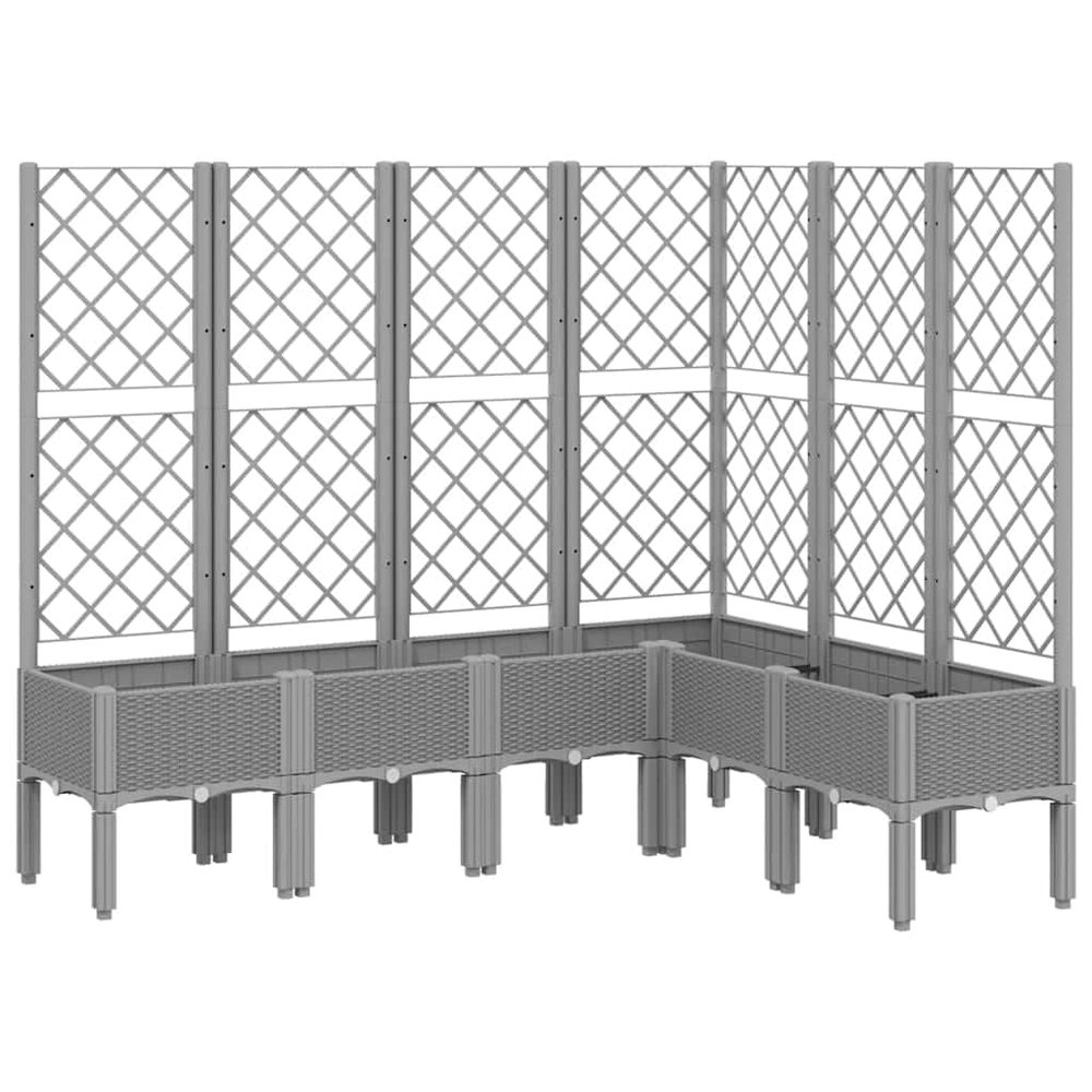 vidaXL Planter with Trellis Light Gray 160 x 120 x 142 cm PP