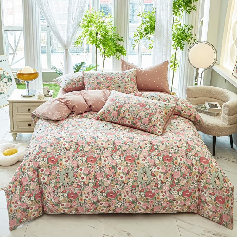 3-Piece Reversible Floral Microfiber Duvet Cover Set, 150 x 200 cm