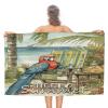 Hello Summer Parrot Beach Towel, 78 x 130 cm, Green view 1