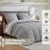 Simple&Opulence Cotton Duvet Cover Set, 200 x 200 cm, 3-Piece, Waffle Pattern, Light Gray view 3