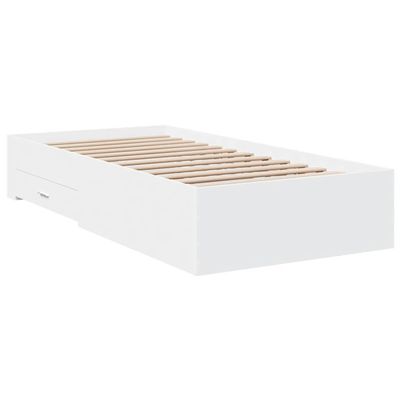vidaXL Bed Frame with Drawers White 100 x 200 cm Engineered Wood