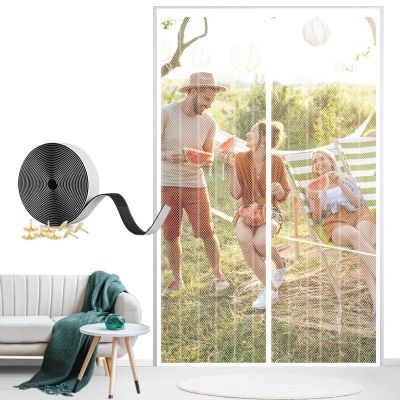 XHBJSH Magnetic Fly Screen Door 160 x 205 cm, Self-Adhesive, White-A