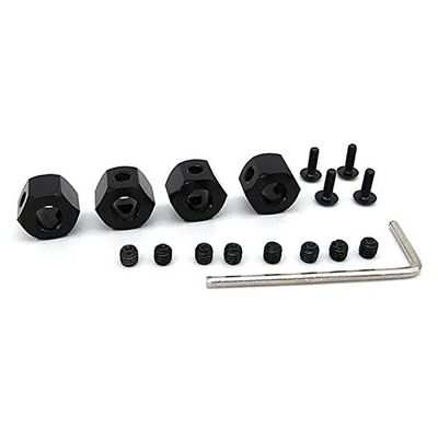 Osmond 4-Piece 5 mm to 12 mm Hexagonal Metal Wheel Hub Adapters for D12 C14 C24 C34 MN D90 D91 MN99S RC Cars