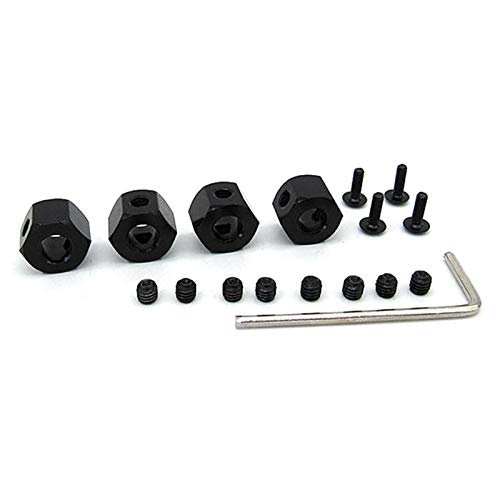 Osmond 4-Piece 5 mm to 12 mm Hexagonal Metal Wheel Hub Adapters for D12 C14 C24 C34 MN D90 D91 MN99S RC Cars