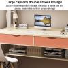 Computer Desk with Cubby and Shelves, Home Office Workstation (80) view 3
