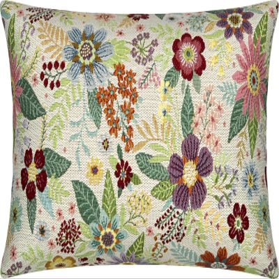 Erwin Müller Flowers Jacquard Cushion Cover, Natural-Multicolor, 30x50 cm