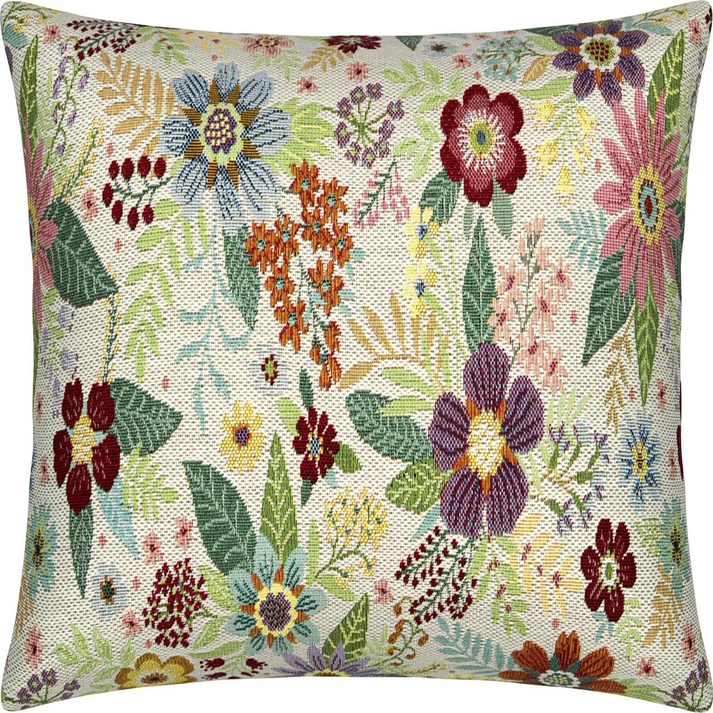 Erwin Müller Flowers Jacquard Cushion Cover, Natural-Multicolor, 30x50 cm