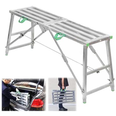 Portable Folding Scaffolding Work Platform, Height-Adjustable, 160 cm