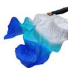 ZoRHac Long Silk Dance Fan with Color Gradient for Belly Dance, 150 cm, White Blue Left view 1