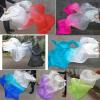 ZoRHac Long Silk Dance Fan with Color Gradient for Belly Dance, 150 cm, White Blue Left view 2