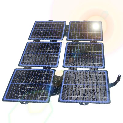 Irishom Portable 30W Solar Panel, IPX6 Waterproof ETFE Monocrystalline Foldable Charger with DC/USB/Type-C Output, 2 Carabiners for Mobile Phones