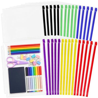 Mezchi 30-Pack 3-Ring Zipper Pouches, Letter Size, PVC Storage Bags
