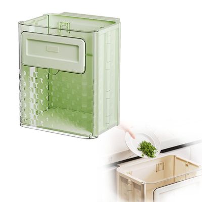 Transparent Collapsible Hanging Trash Can for Kitchen, Cabinet, Car, Bedroom, or Bathroom (Green)