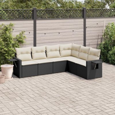 SECOLI Garden Furniture Set, Black PE Polyrattan Corner Lounge, 6-Piece, Type 287