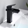 Black and Gold Waterfall Bathroom Sink Faucet, Brass Mixer Tap view 1