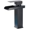 Black and Gold Waterfall Bathroom Sink Faucet, Brass Mixer Tap view 2