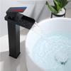 Black and Gold Waterfall Bathroom Sink Faucet, Brass Mixer Tap view 3