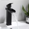 Black and Gold Waterfall Bathroom Sink Faucet, Brass Mixer Tap view 4
