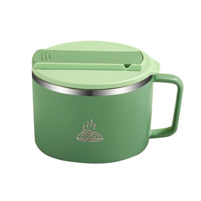 Jarsense Ramen Bowl with Lid, 1,200 mL, 304 Stainless Steel, Spoon & Chopsticks, Green