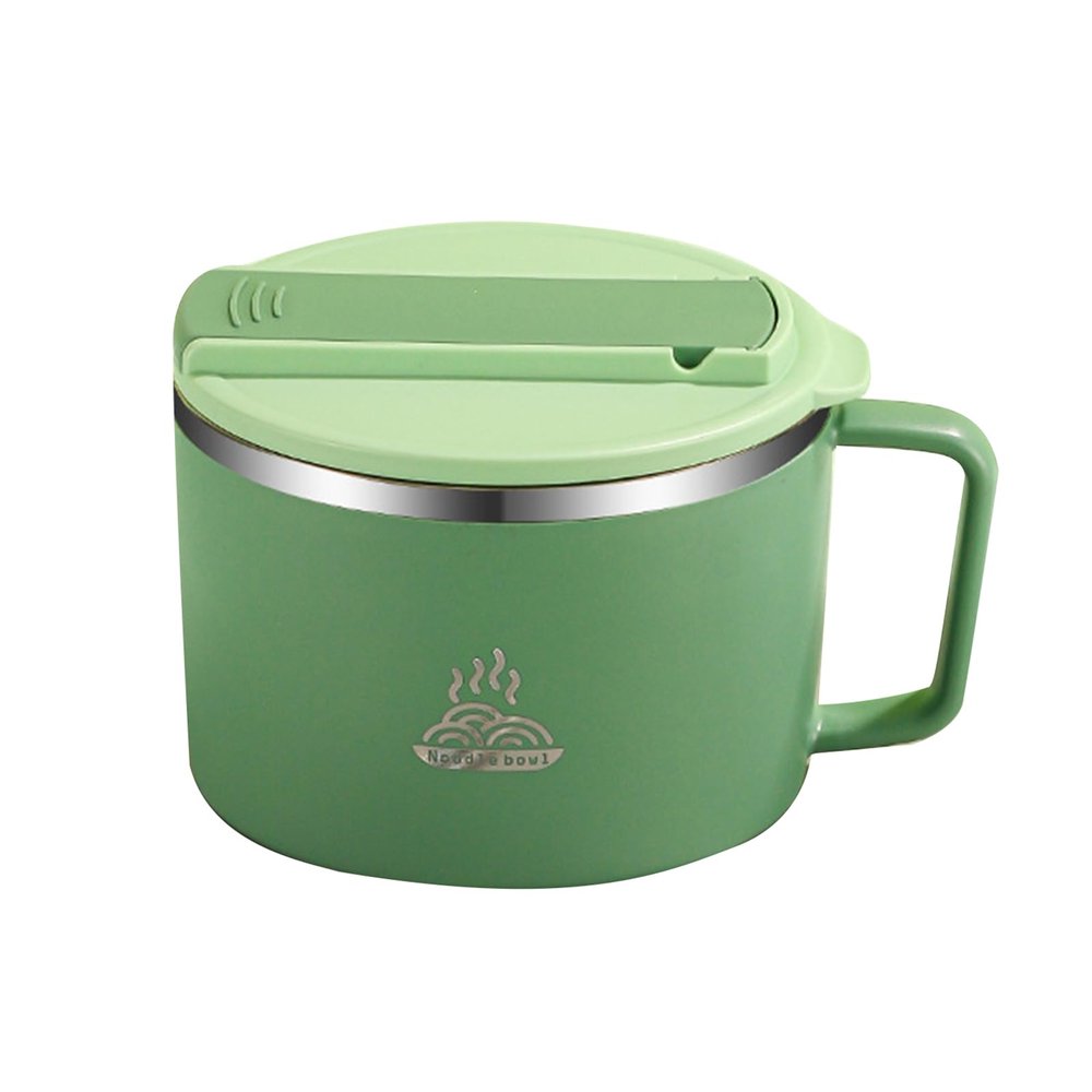 Jarsense Ramen Bowl with Lid, 1,200 mL, 304 Stainless Steel, Spoon & Chopsticks, Green