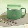 Jarsense Ramen Bowl with Lid, 1,200 mL, 304 Stainless Steel, Spoon & Chopsticks, Green view 3