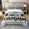 Loussiesd Happy Camping Duvet Cover Set, 155 x 220 cm, 100% Cotton, Teal Blue Vintage Wood Design view 1
