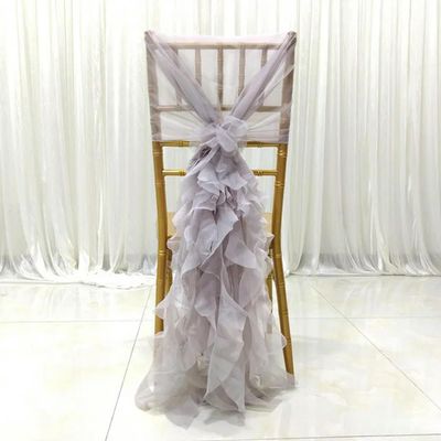 Transparent Ruffled Chair Cover, Gray