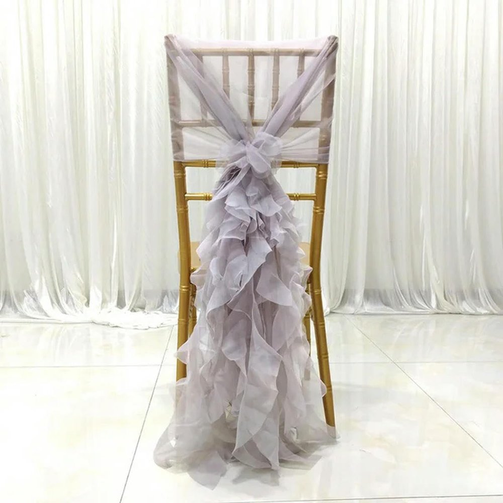Transparent Ruffled Chair Cover, Gray
