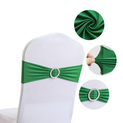 LUHYSU 50-Pack Elastic Chair Sashes with Buckles, Grass Green