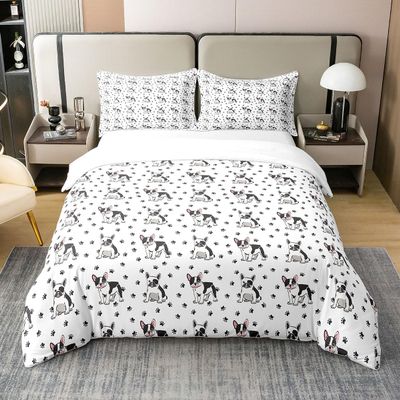 Loussiesd French Bulldog Cotton Duvet Cover Set, 220 x 240 cm