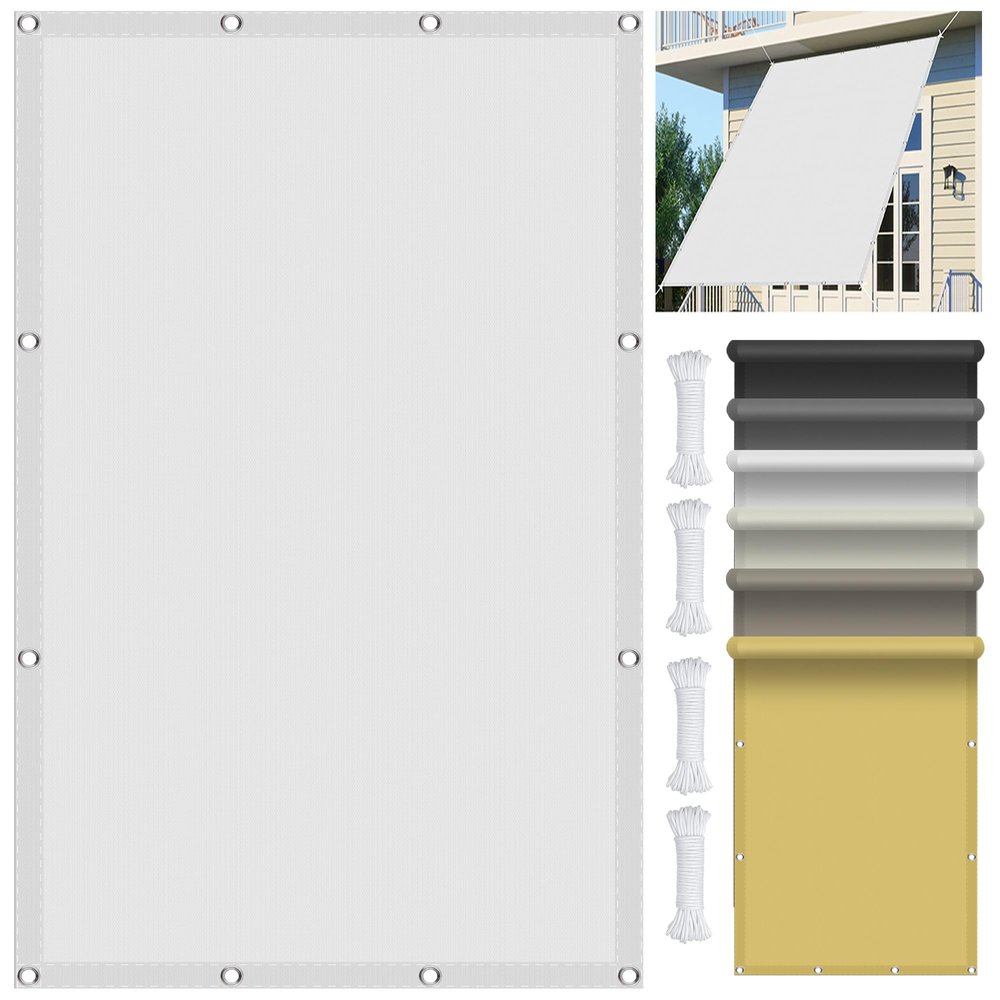 Waterproof Sun Shade Sail 2.2 x 4.2 m, 98% UV Protection, White