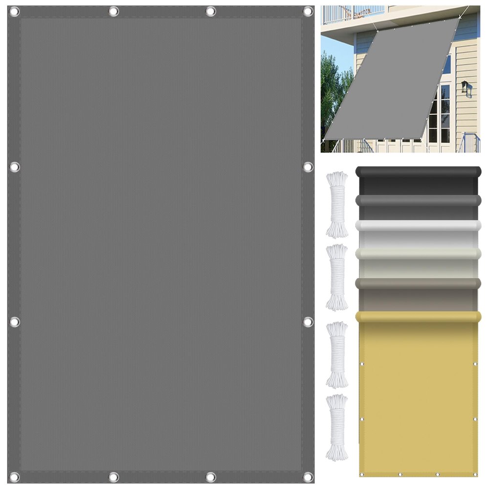 Waterproof Shade Sail 2.4 x 3 m, 98% UV Protection, Light Gray