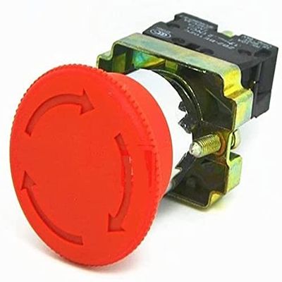 NVVVNX Emergency Stop Metal Pushbutton Switch, Mushroom Head, Rotary Reset, Normally Closed, XB2-BS542C ZB2