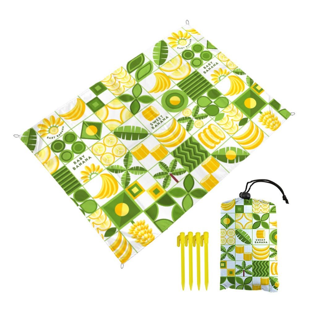 FANSU Outdoor Beach Mat, Waterproof Picnic Blanket, Banana, 100 x 140 cm