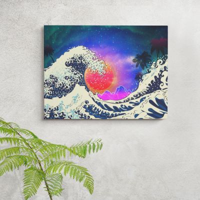 JIUJIUJIU Ocean Waves Sunrise Wall Art, Modern Giclée Canvas Print