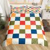 Bedding 135x200 Flower - Colorful Plaid Duvet Cover Set, Reversible, with 80x80 Pillowcases view 1