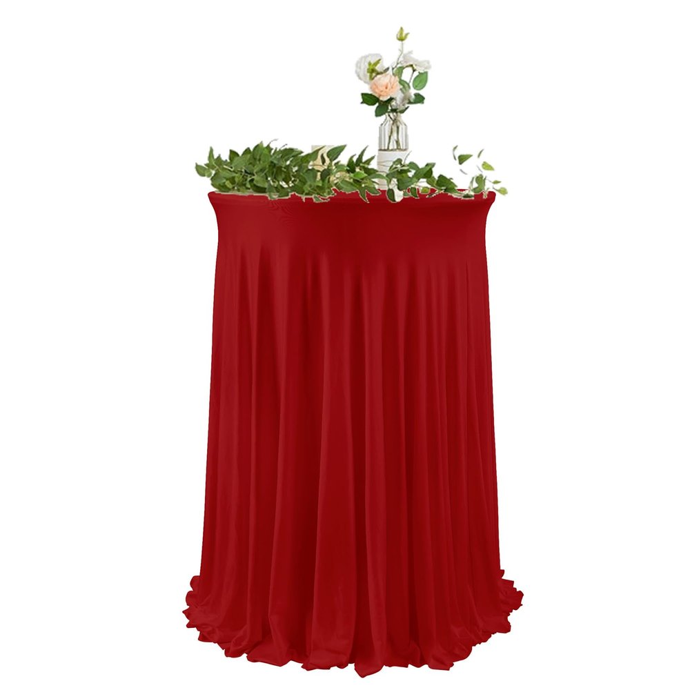 XHDZSW Red Fitted Stretch Cover for Round Cocktail Tables, 32 x 43 in