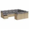 BaraSh 11-Piece Garden Sofa Set with Cushions, Beige Poly Rattan - 3218259 view 2