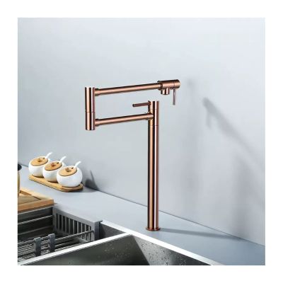 Rose Gold Deck-Mount Brass Pot Filler Faucet with Two Handles