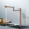 Rose Gold Deck-Mount Brass Pot Filler Faucet with Two Handles view 2