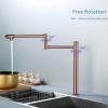 Rose Gold Deck-Mount Brass Pot Filler Faucet with Two Handles view 3