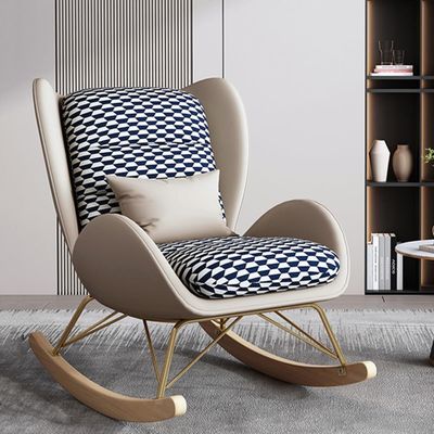 JIESOO Upholstered Indoor Glider Rocking Chair, Beige