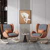 JIESOO Upholstered Indoor Glider Rocking Chair, Beige view 2