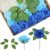 WANTMAZOR Artificial Flowers, White Roses, Realistic Foam Roses with Leaves for DIY Wedding Bouquets, Bridal Showers, Table Centerpieces and Party Decorations (Blue Series, 100) view 1