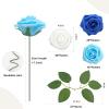 WANTMAZOR Artificial Flowers, White Roses, Realistic Foam Roses with Leaves for DIY Wedding Bouquets, Bridal Showers, Table Centerpieces and Party Decorations (Blue Series, 100) view 2